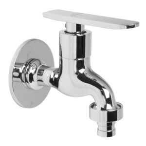 Washing Machine Bib Cock with Wall Flange - Sleek