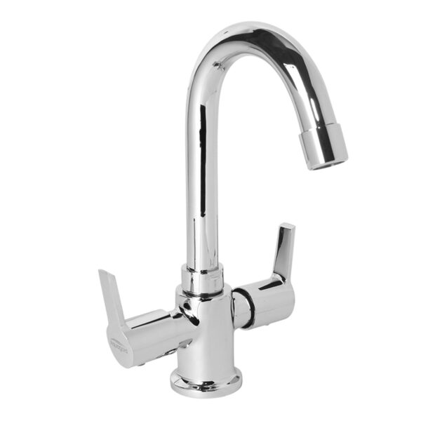 Central Hole Basin Mixer FOAM FLOW with 600mm Long Braided Hoses - Elegant