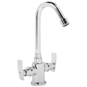 Central Hole Basin Mixer FOAM FLOW with 600mm Long Braided Hoses - Evara