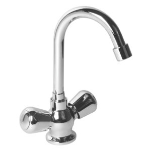 Central Hole Basin Mixer FOAM FLOW with 600mm Long Braided Hoses - Fine