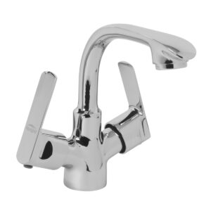 Central Hole Basin Mixer FOAM FLOW with 600mm Long Braided Hoses - Mickey