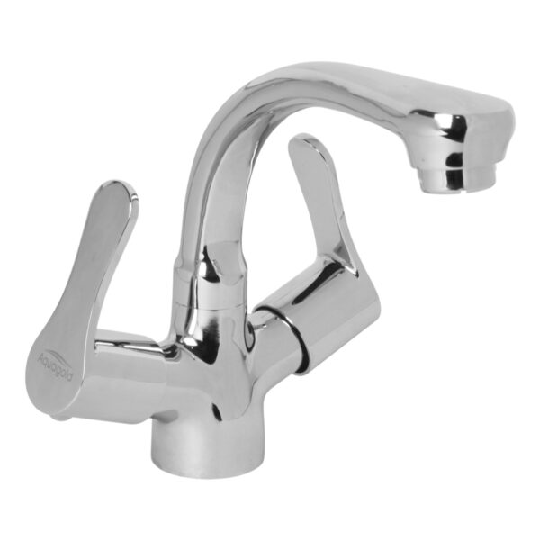 Central Hole Basin Mixer FOAM FLOW with 600mm Long Braided Hoses - Antique
