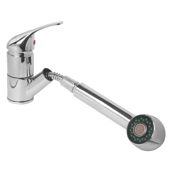 Single Lever Table Mounted Sink Mixer with Pull out Shower type Spout with 35mm cartridge (Works best with pressure pump)