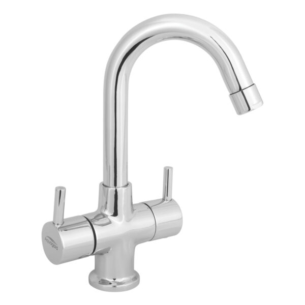 Central Hole Basin Mixer FOAM FLOW with 600mm Long Braided Hoses - Eternal