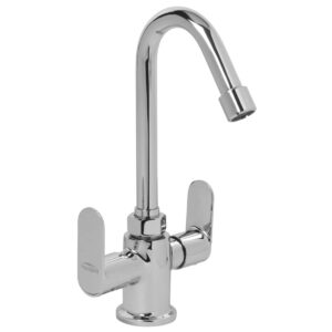 Central Hole Basin Mixer FOAM FLOW with 600mm Long Braided Hoses - Aura