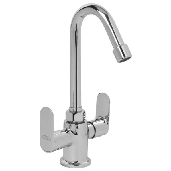 Central Hole Basin Mixer FOAM FLOW with 600mm Long Braided Hoses - Aura