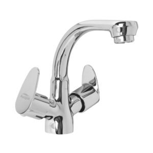 Central Hole Basin Mixer FOAM FLOW with 600mm Long Braided Hoses - Glow