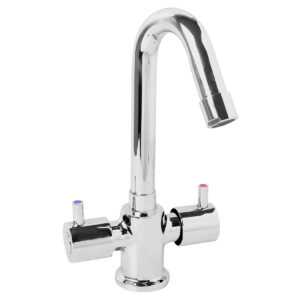 Central Hole Basin Mixer FOAM FLOW with 600mm Long Braided Hoses - X-plore
