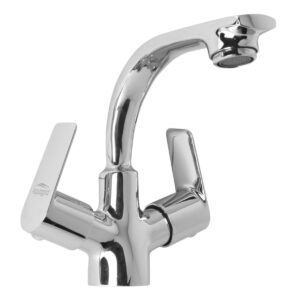 Central Hole Basin Mixer FOAM FLOW with 600mm Long Braided Hoses - Vogue