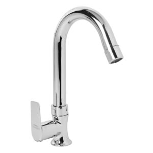 Swan Neck Pillar Cock Foam Flow with J-Spout (SS) - Vogue