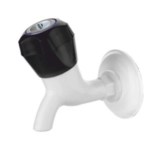 Short Bib Cock with Wall Flange - Crystal