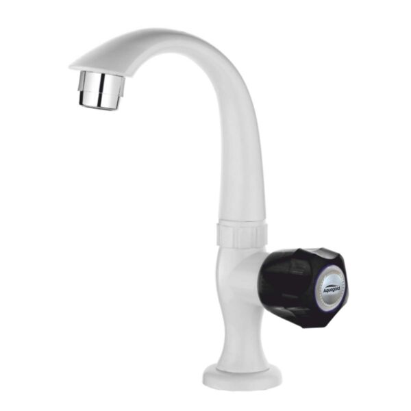 Swan Neck Pillar Cock FOAM FLOW with Base Flange - Crystal