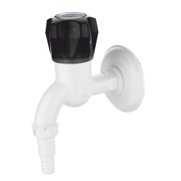 Nozzle Bib Cock Long with Wall Flange - Crystal